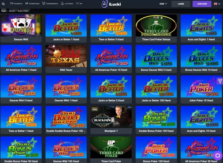 iLucki Casino video poker